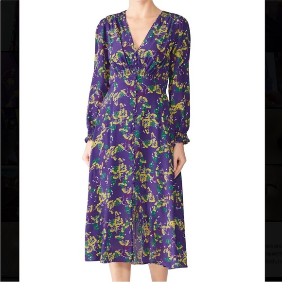 SALONI Dresses & Skirts - Good Condition Saloni Violet Eve-C Floral Silk Dress